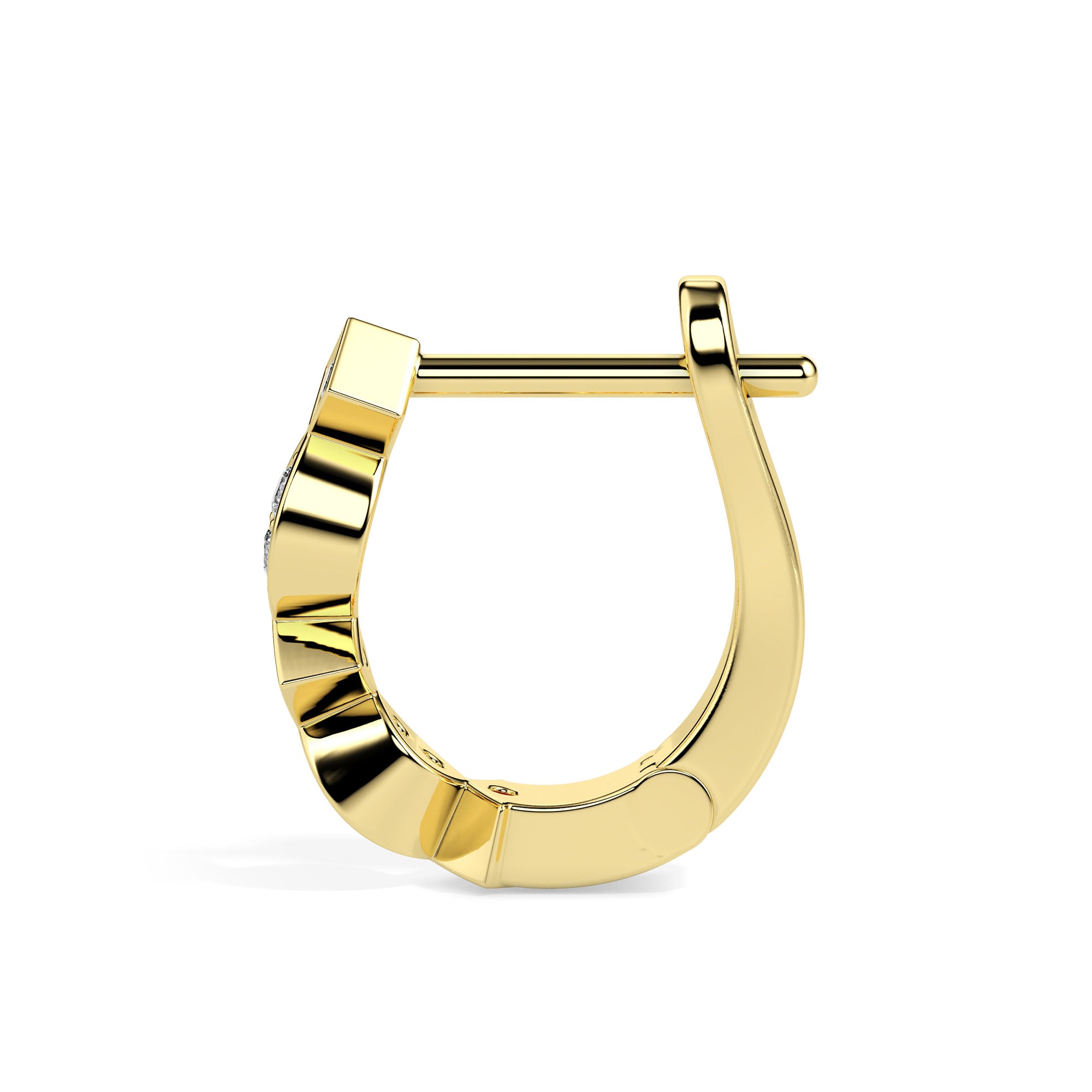 0.19Ct Square & Leaf Shape Lab-Grown Diamond Gold Hoop Earrings