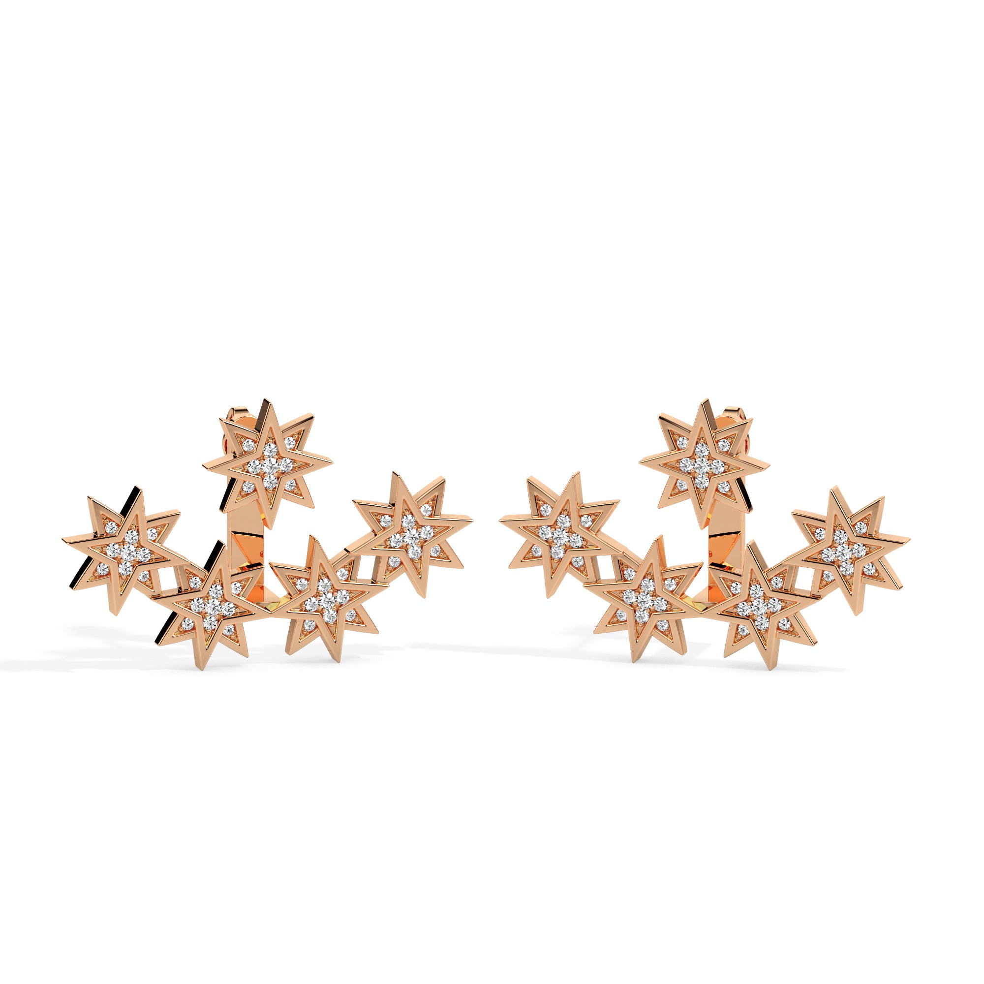 0.33Ct Star Shape Cluster Lab-Grown Diamond Gold Hoop Earrings