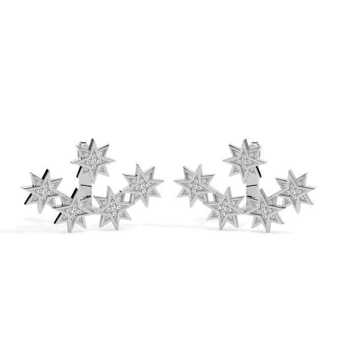 0.33Ct Star Shape Cluster Lab-Grown Diamond Gold Hoop Earrings