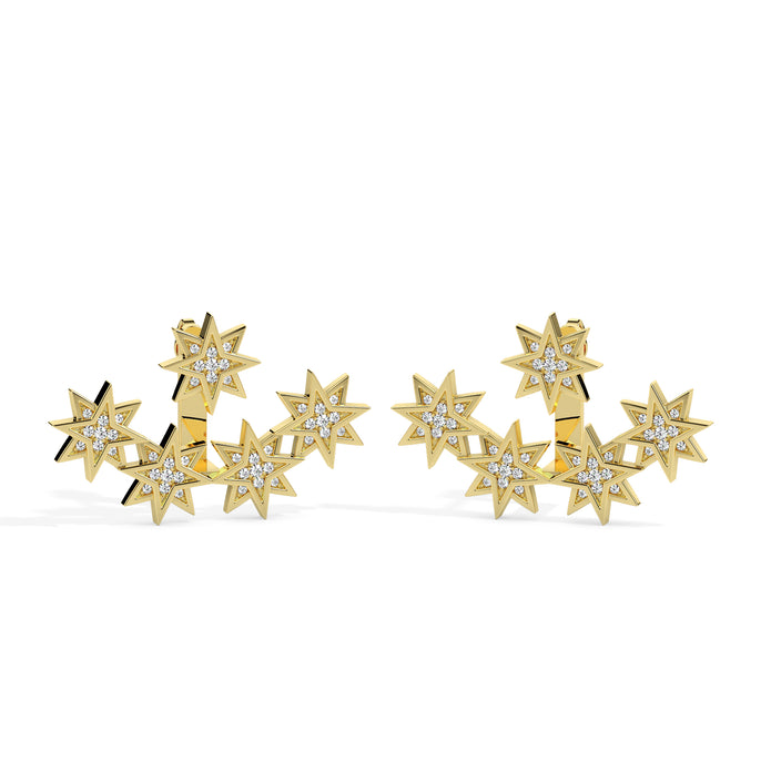 0.33Ct Star Shape Cluster Lab-Grown Diamond Gold Hoop Earrings