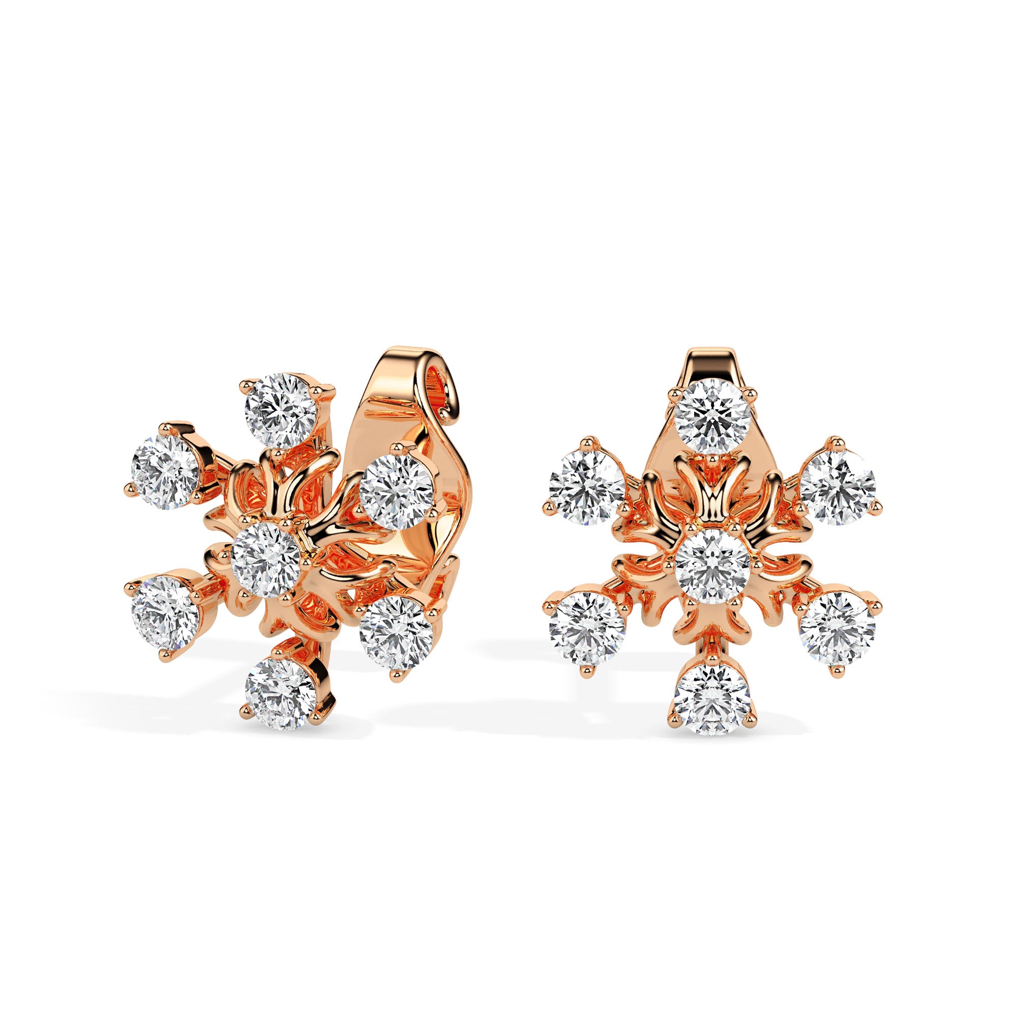 0.49Ct Snowflake Style Prong Lab-Grown Diamond Gold Stud Earrings