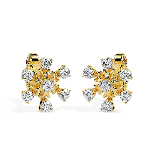 0.49Ct Snowflake Style Prong Lab-Grown Diamond Gold Stud Earrings