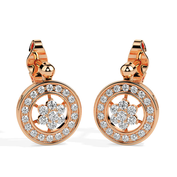0.46Ct Cluster With Halo Lab-Grown Diamond Gold Stud Earrings