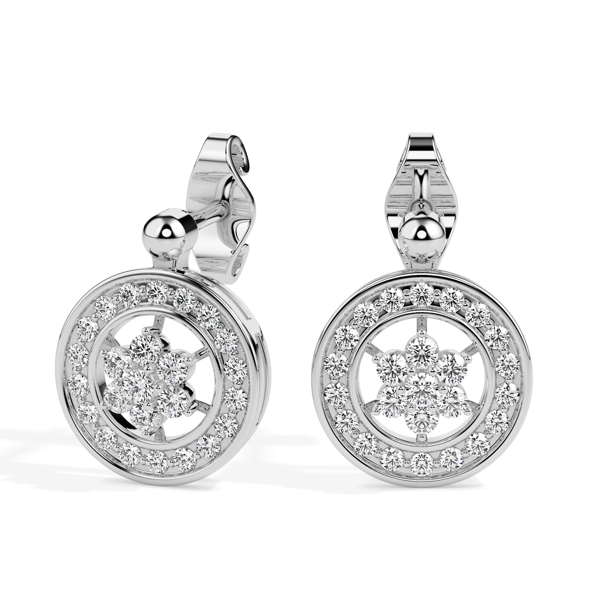 0.46Ct Cluster With Halo Lab-Grown Diamond Gold Stud Earrings