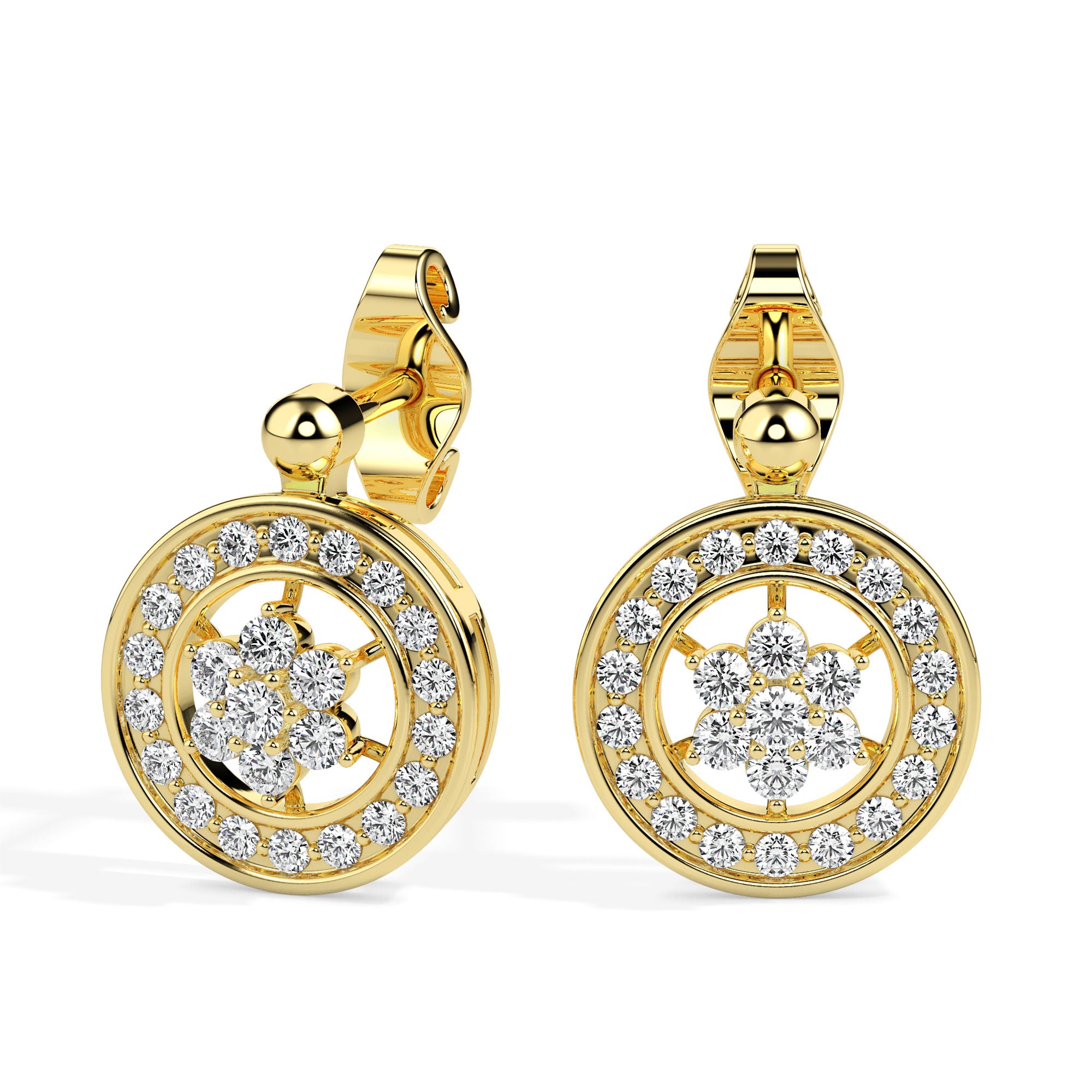 0.46Ct Cluster With Halo Lab-Grown Diamond Gold Stud Earrings