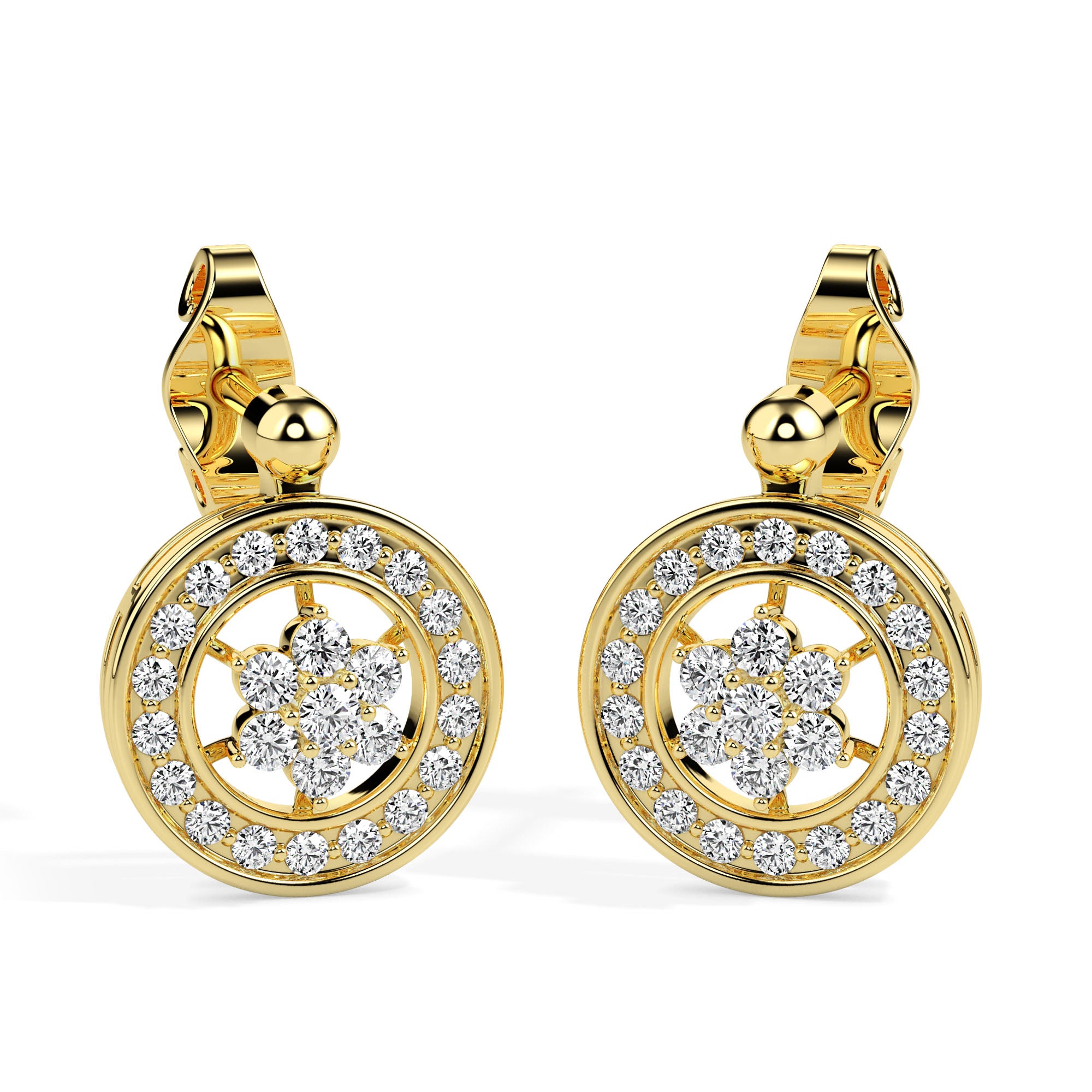 0.46Ct Cluster With Halo Lab-Grown Diamond Gold Stud Earrings
