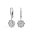 0.97Ct Floral Bezel Set Lab-Grown Diamond Gold Hoop Drop Earrings