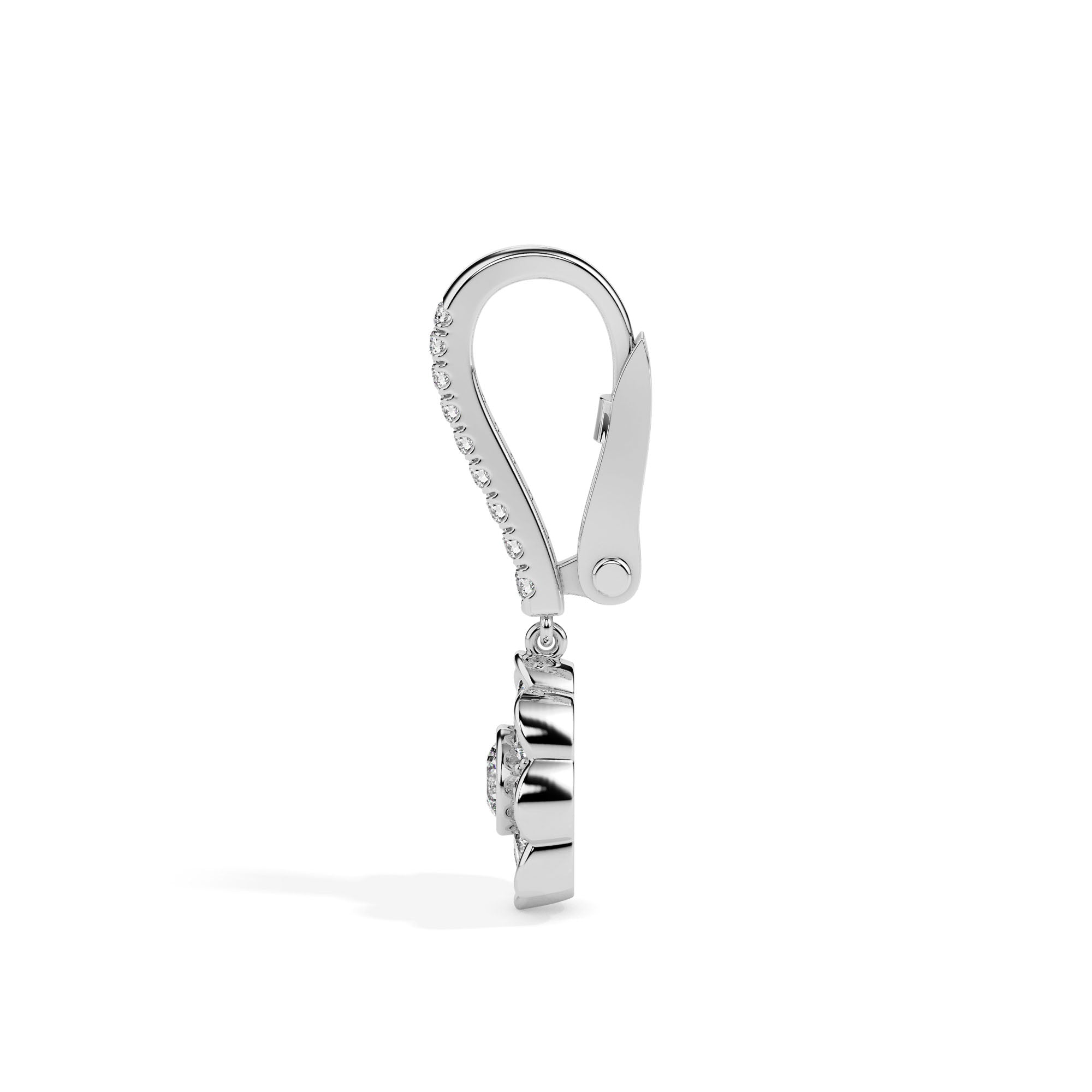 0.97Ct Floral Bezel Set Lab-Grown Diamond Gold Hoop Drop Earrings
