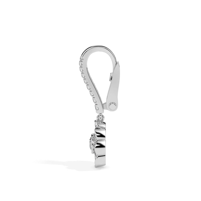 0.97Ct Floral Bezel Set Lab-Grown Diamond Gold Hoop Drop Earrings