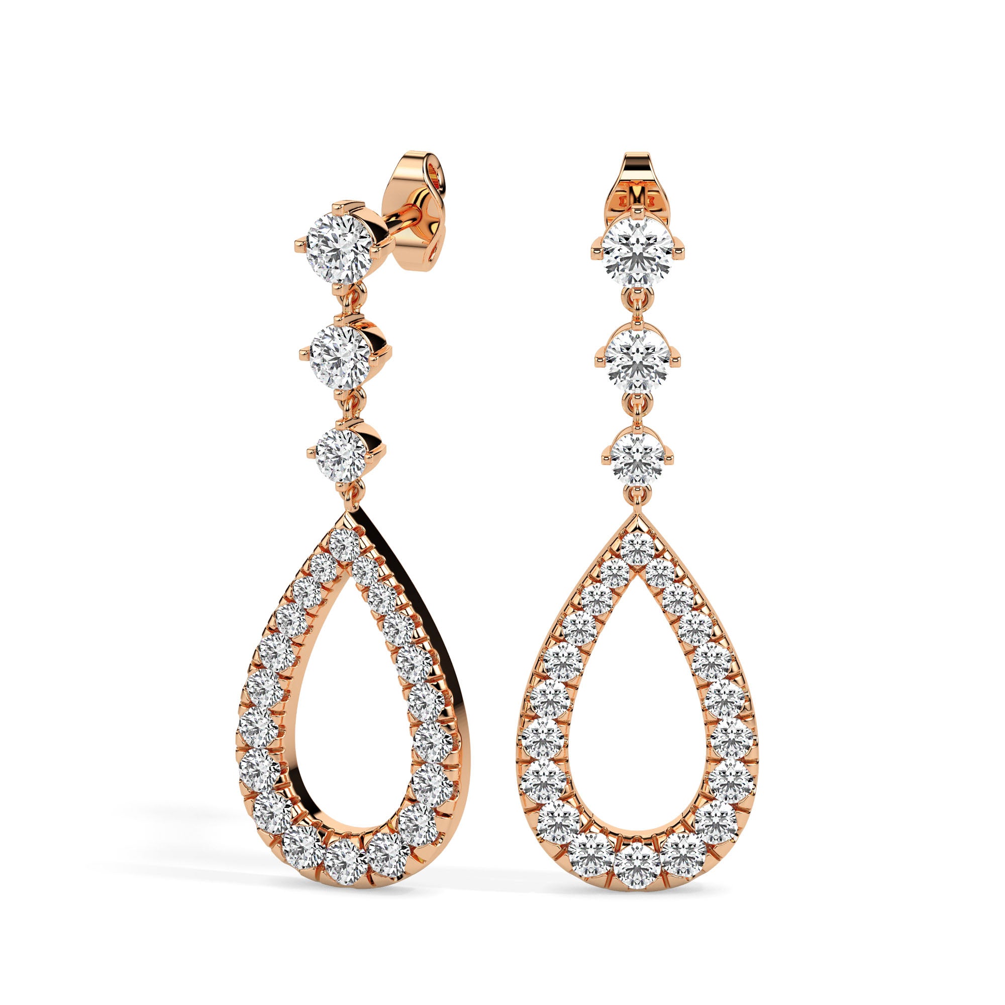 1.36Ct Teardrop Shape Lab-Grown Diamond Gold Dangle Drop Earrings