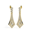 1.00Ct Bezel Set With Pave Lab-Grown Diamond Gold Dangle Drop Earrings
