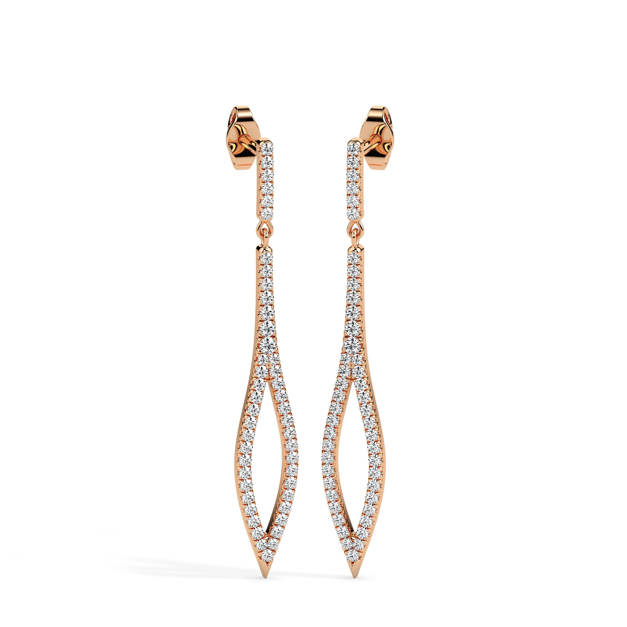 0.37Ct Pave Set Lab-Grown Diamond Gold Dangle Drop Earrings