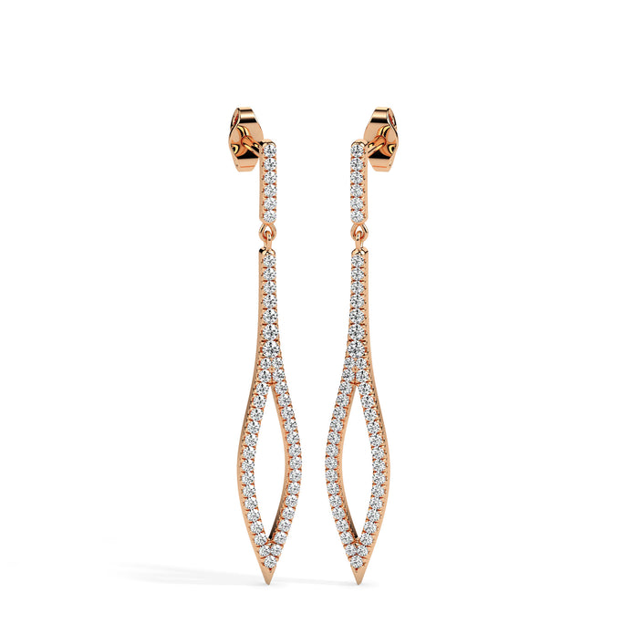 0.37Ct Pave Set Lab-Grown Diamond Gold Dangle Drop Earrings