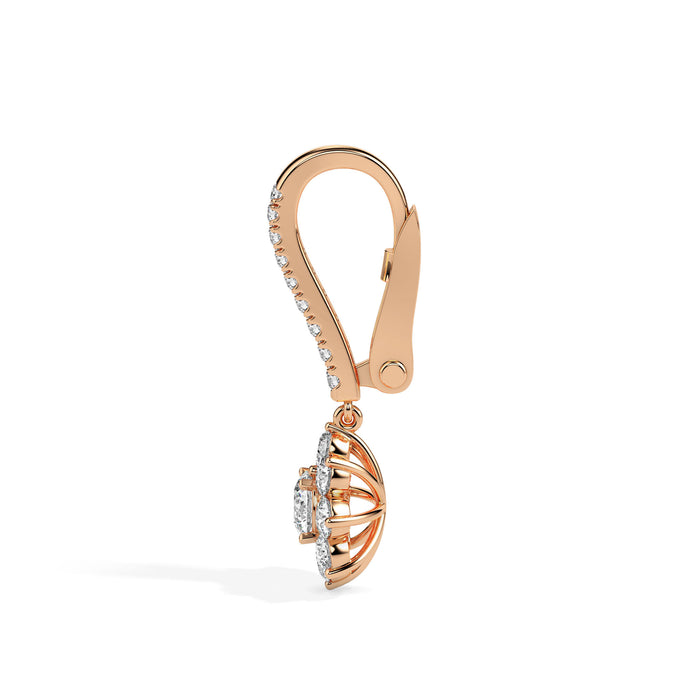 1.25Ct Floral Style Cluster Lab-Grown Diamond Gold Hoop Drop Earrings