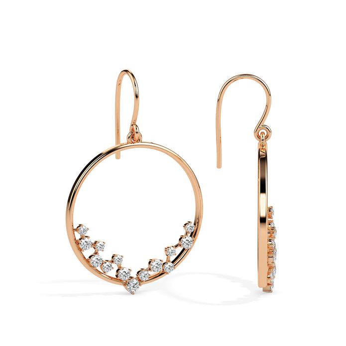 0.62Ct Circle Style Prong Lab-Grown Diamond Gold Drop Earrings