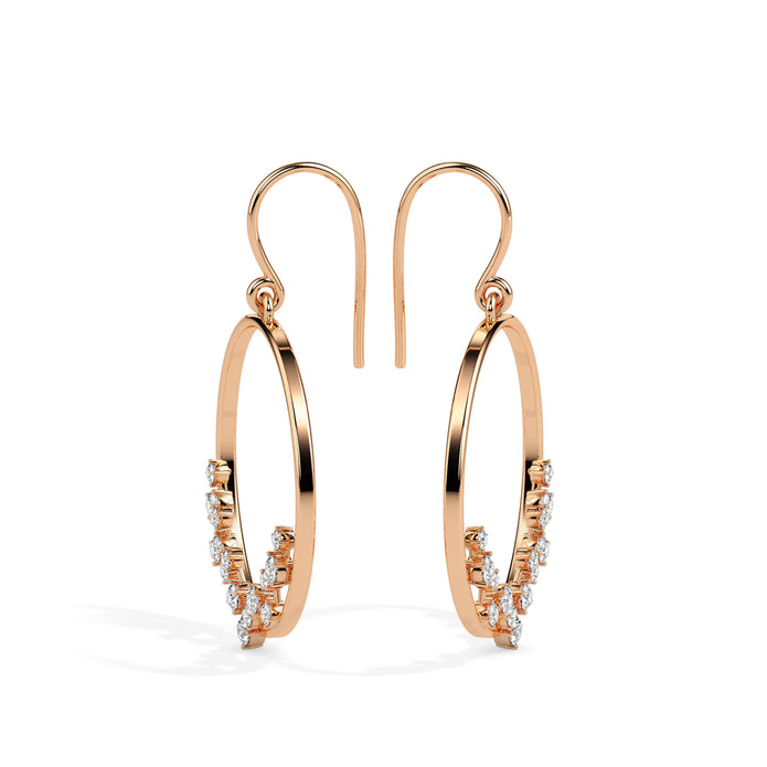 0.62Ct Circle Style Prong Lab-Grown Diamond Gold Drop Earrings
