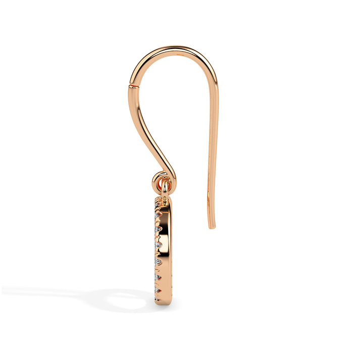 0.41Ct Circle Halo Lab-Grown Diamond Gold Drop Earrings