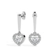 0.73Ct Heart Prong With Halo Lab-Grown Diamond Gold Drop Earrings