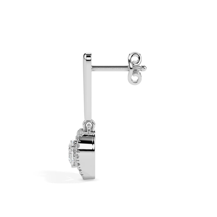 0.73Ct Heart Prong With Halo Lab-Grown Diamond Gold Drop Earrings
