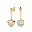 0.73Ct Heart Prong With Halo Lab-Grown Diamond Gold Drop Earrings