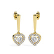 0.73Ct Heart Prong With Halo Lab-Grown Diamond Gold Drop Earrings
