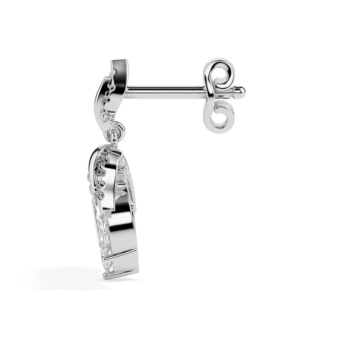 0.75Ct Leaf Shape Prong Set Lab-Grown Diamond Gold Drop Earrings