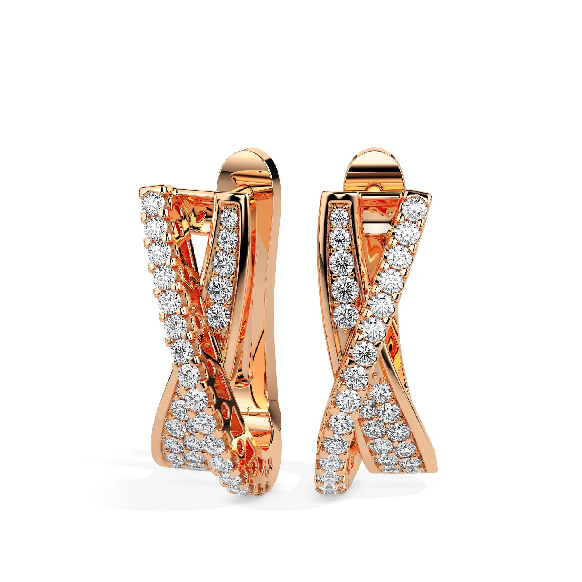 0.48Ct Twisted Prong Set Lab-Grown Diamond Gold Hoop Earrings