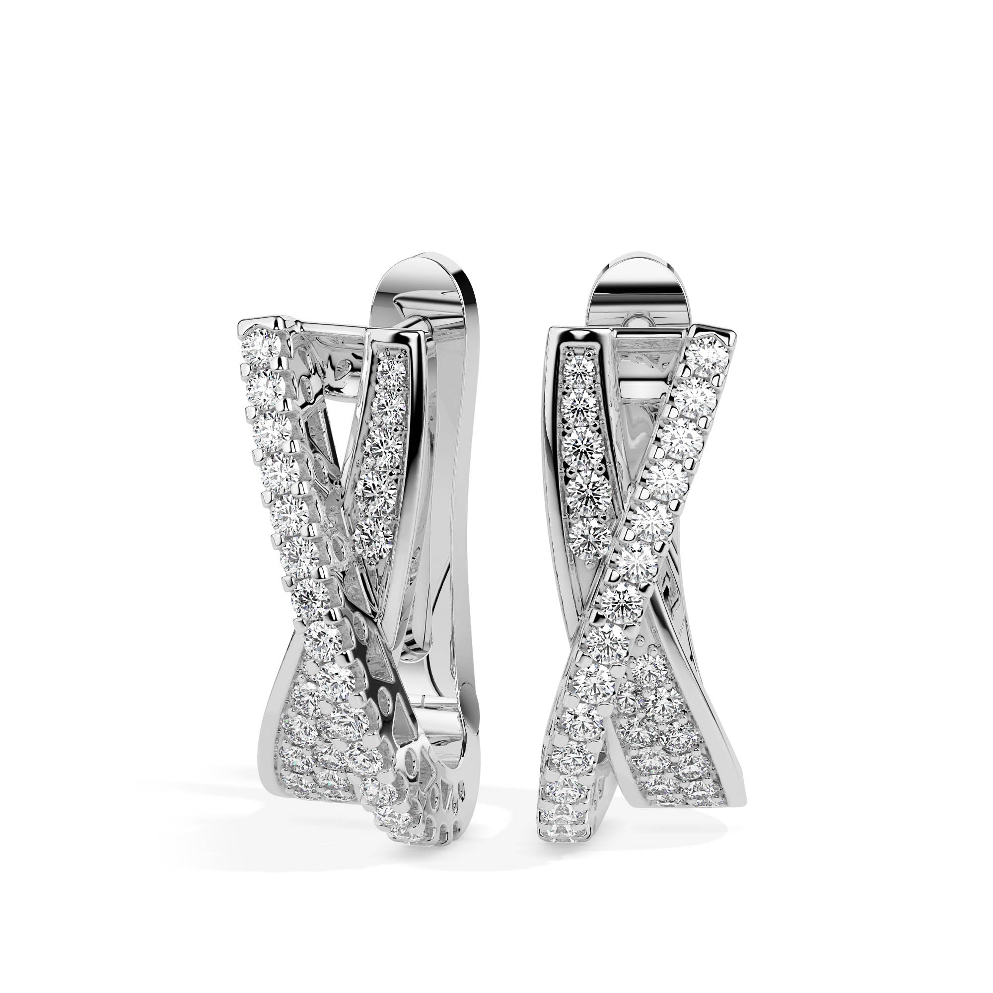 0.48Ct Twisted Prong Set Lab-Grown Diamond Gold Hoop Earrings