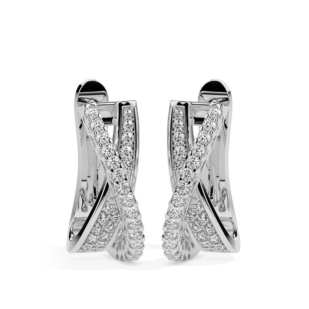 0.48Ct Twisted Prong Set Lab-Grown Diamond Gold Hoop Earrings