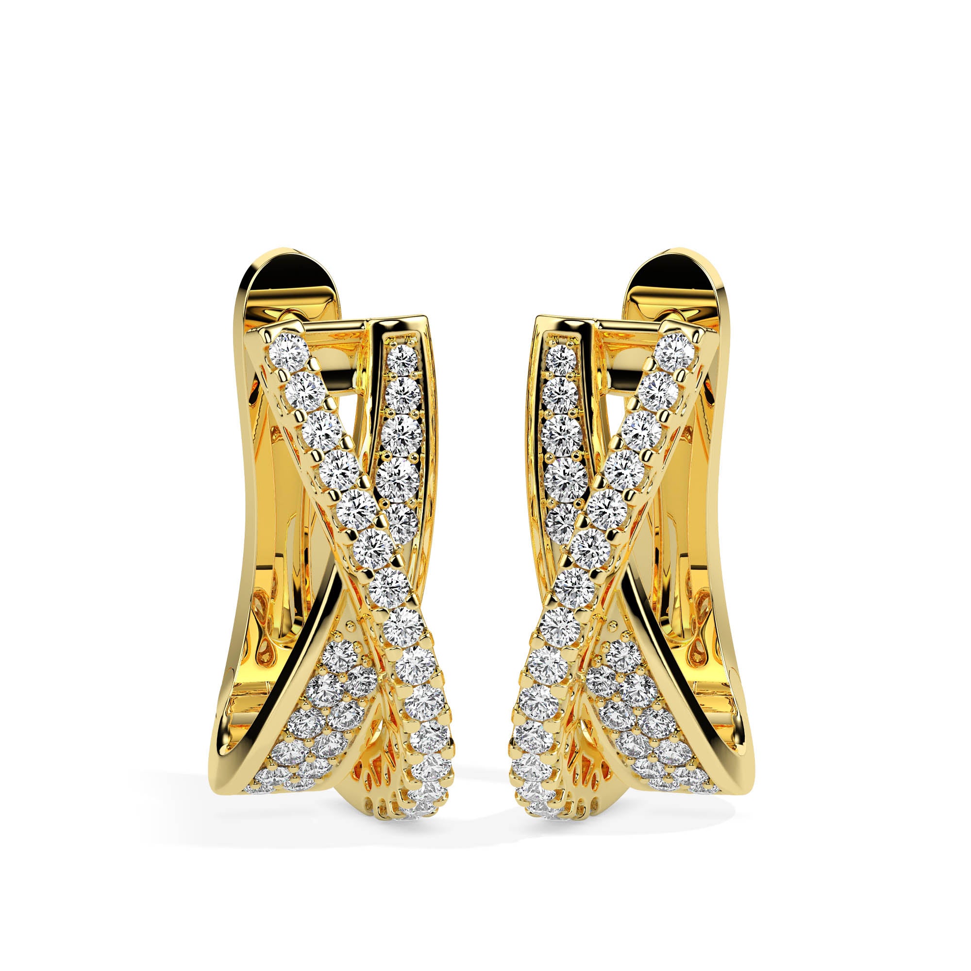0.48Ct Twisted Prong Set Lab-Grown Diamond Gold Hoop Earrings