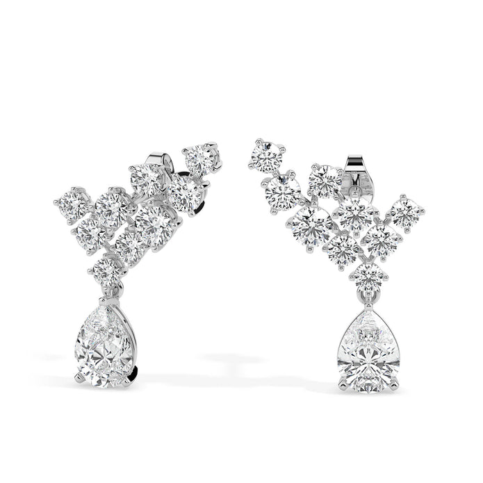 2.38Ct Teardrop Prong Set Lab-Grown Diamond Gold Drop Earrings