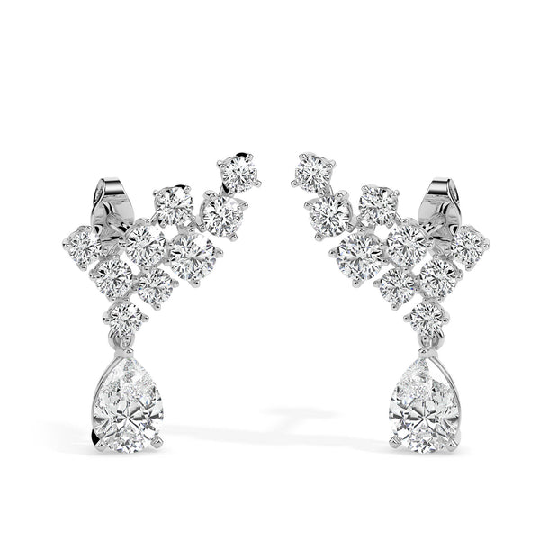 2.38Ct Teardrop Prong Set Lab-Grown Diamond Gold Drop Earrings