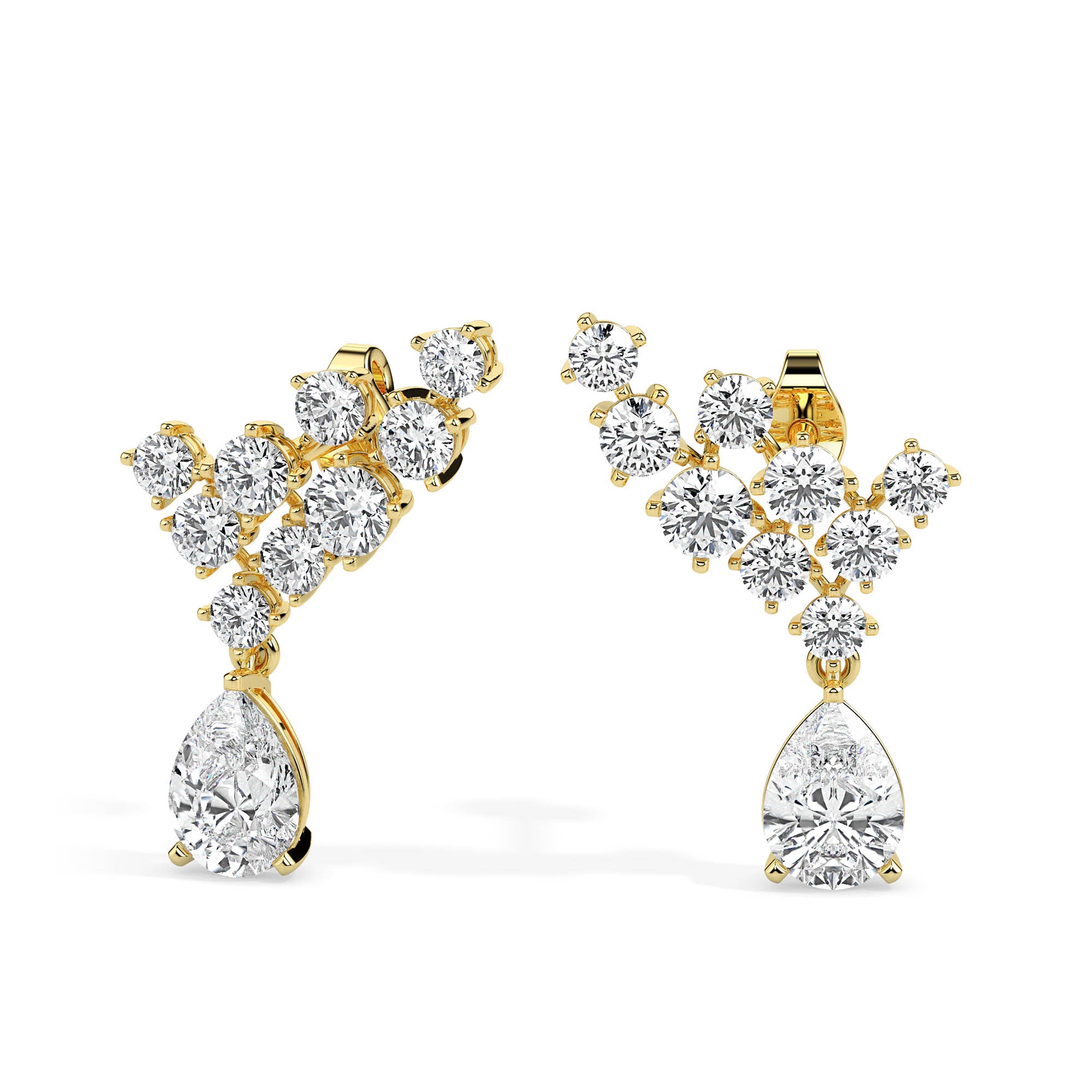 2.38Ct Teardrop Prong Set Lab-Grown Diamond Gold Drop Earrings
