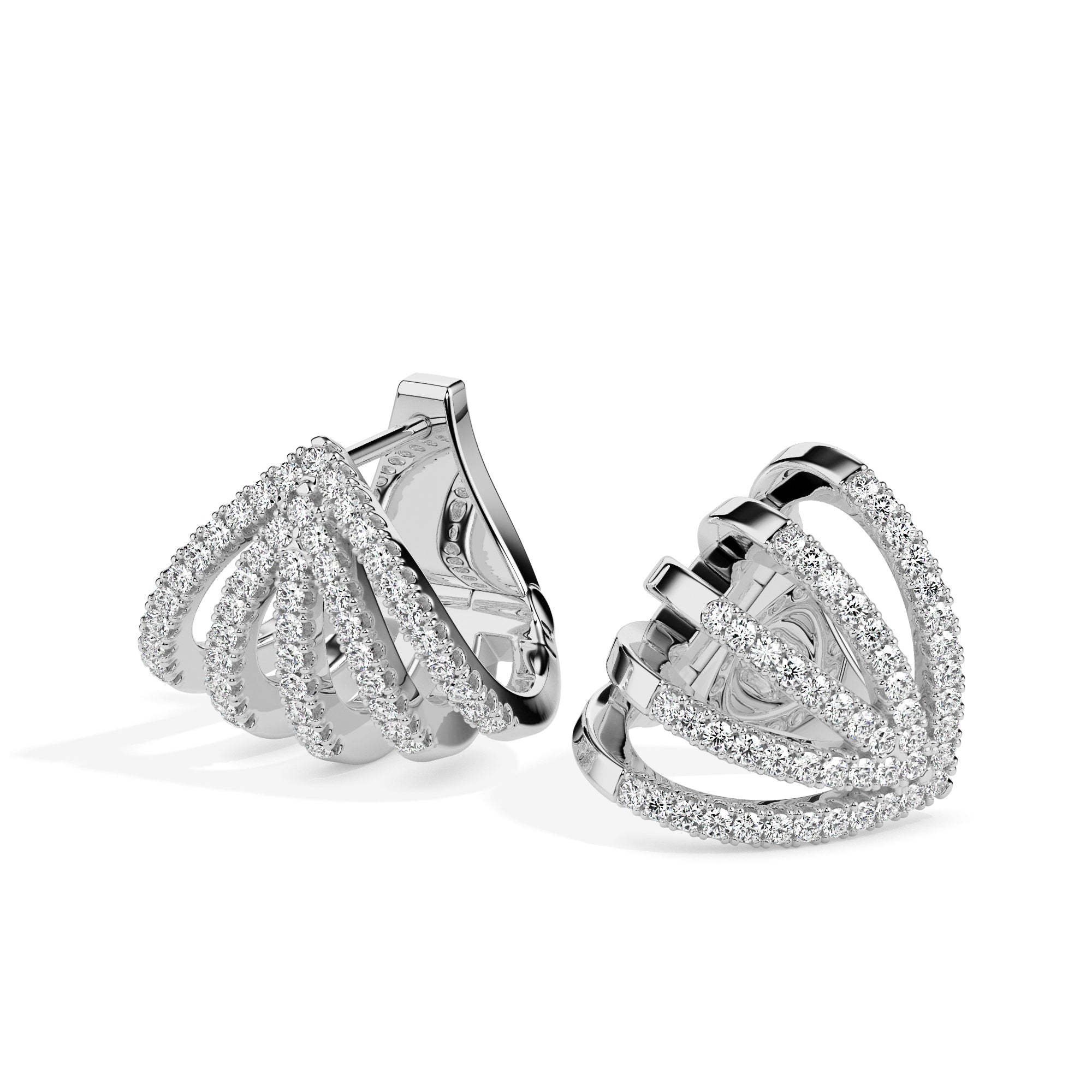 0.37Ct Multi Linear Lab-Grown Diamond Gold Hoop Earrings
