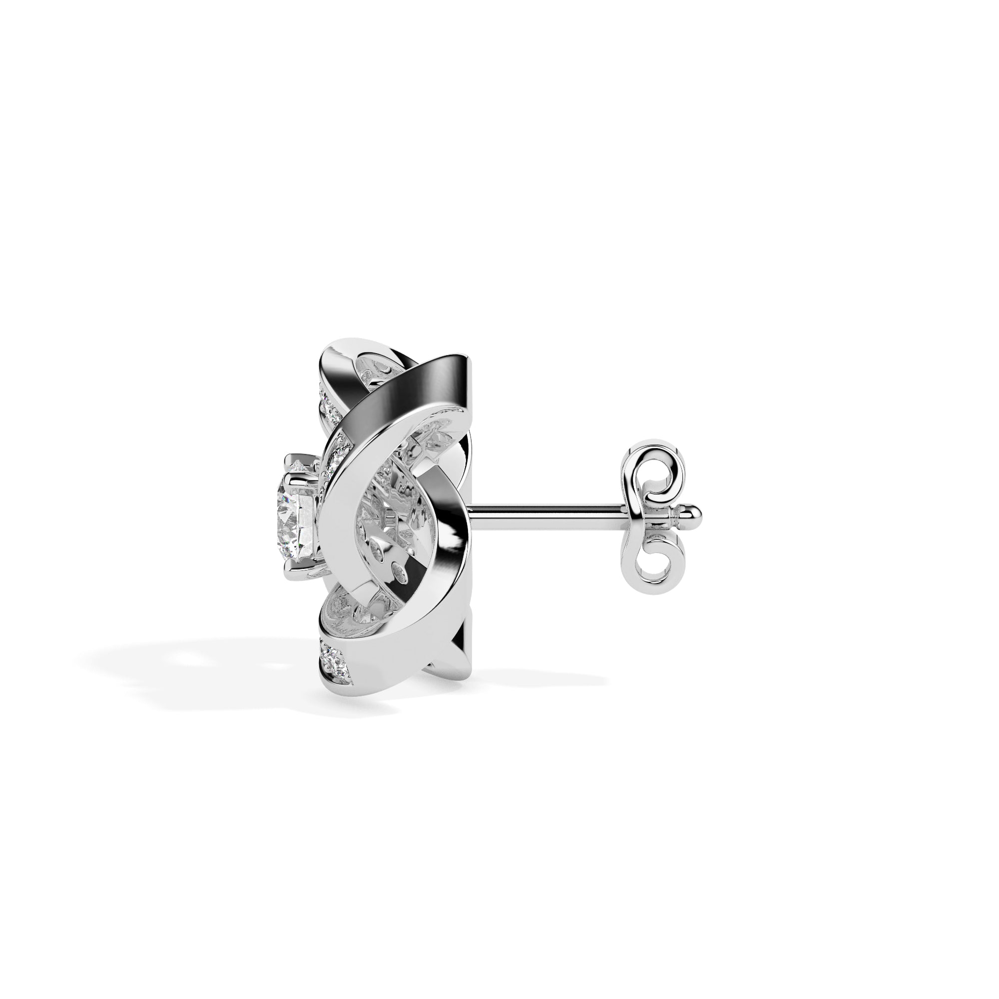 0.64Ct Interwoven Knot Design Lab-Grown Diamond Gold Stud Earrings