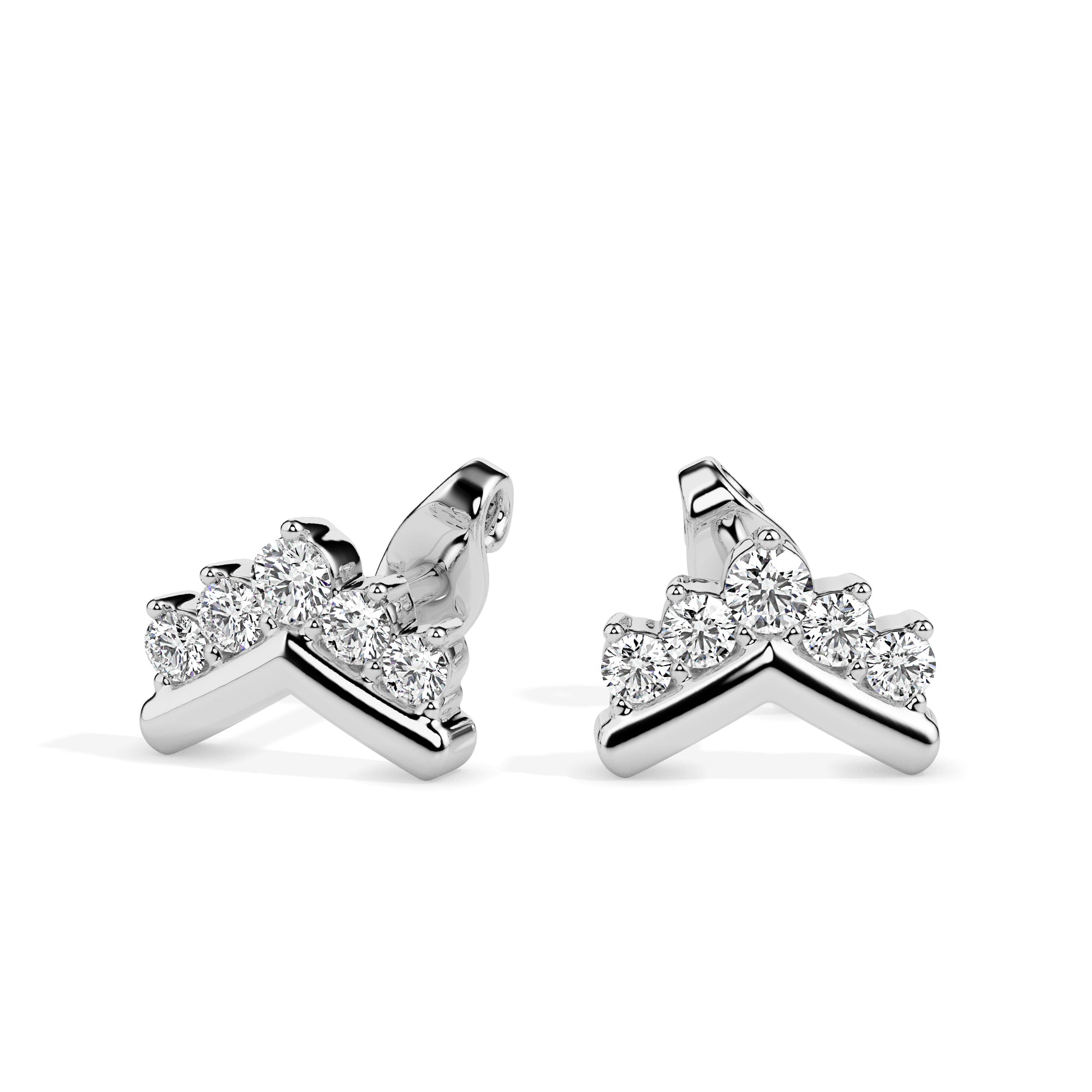 0.23Ct V Shape Design Lab-Grown Diamond Gold Stud Earrings