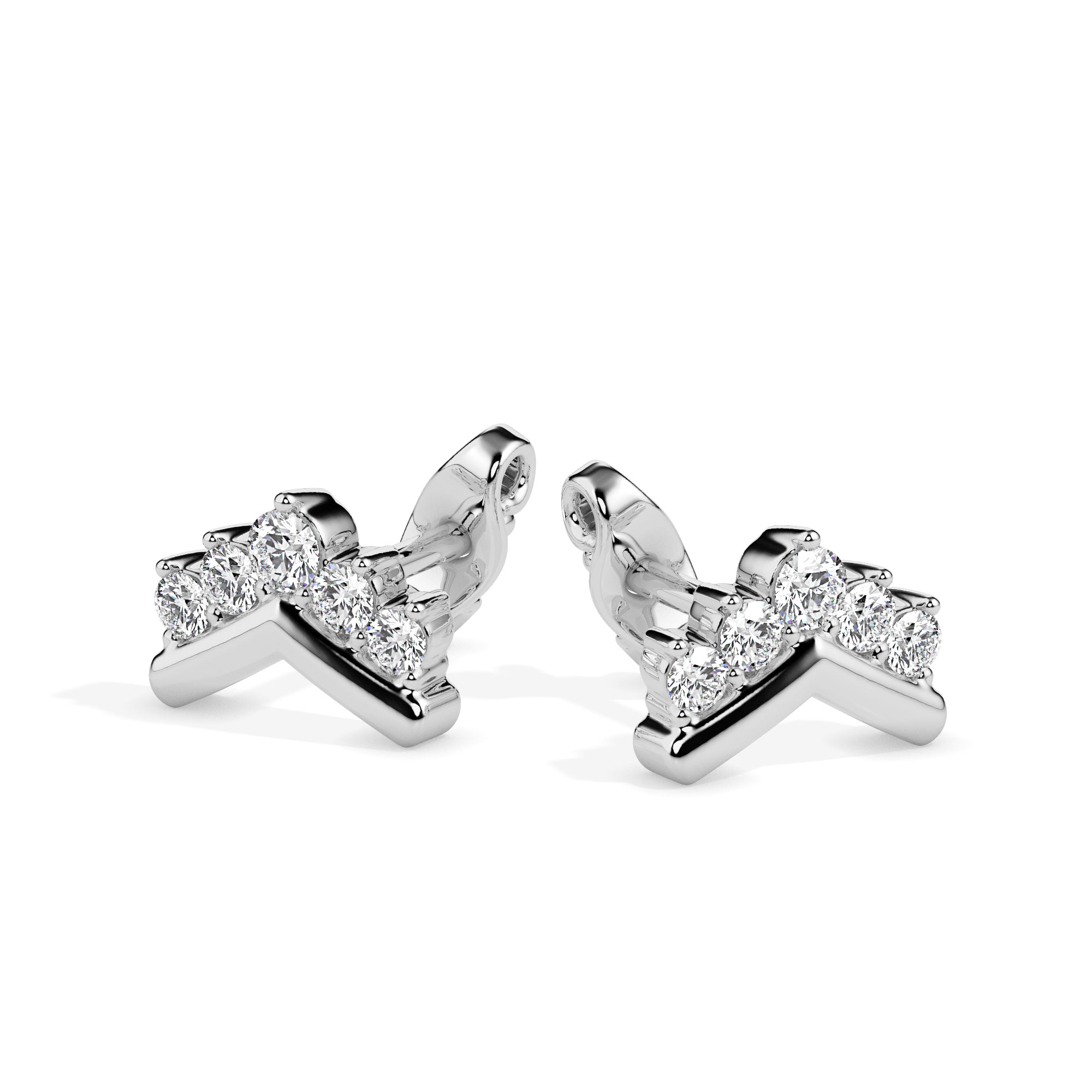 0.23Ct V Shape Design Lab-Grown Diamond Gold Stud Earrings