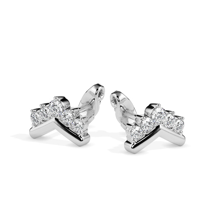 0.23Ct V Shape Design Lab-Grown Diamond Gold Stud Earrings