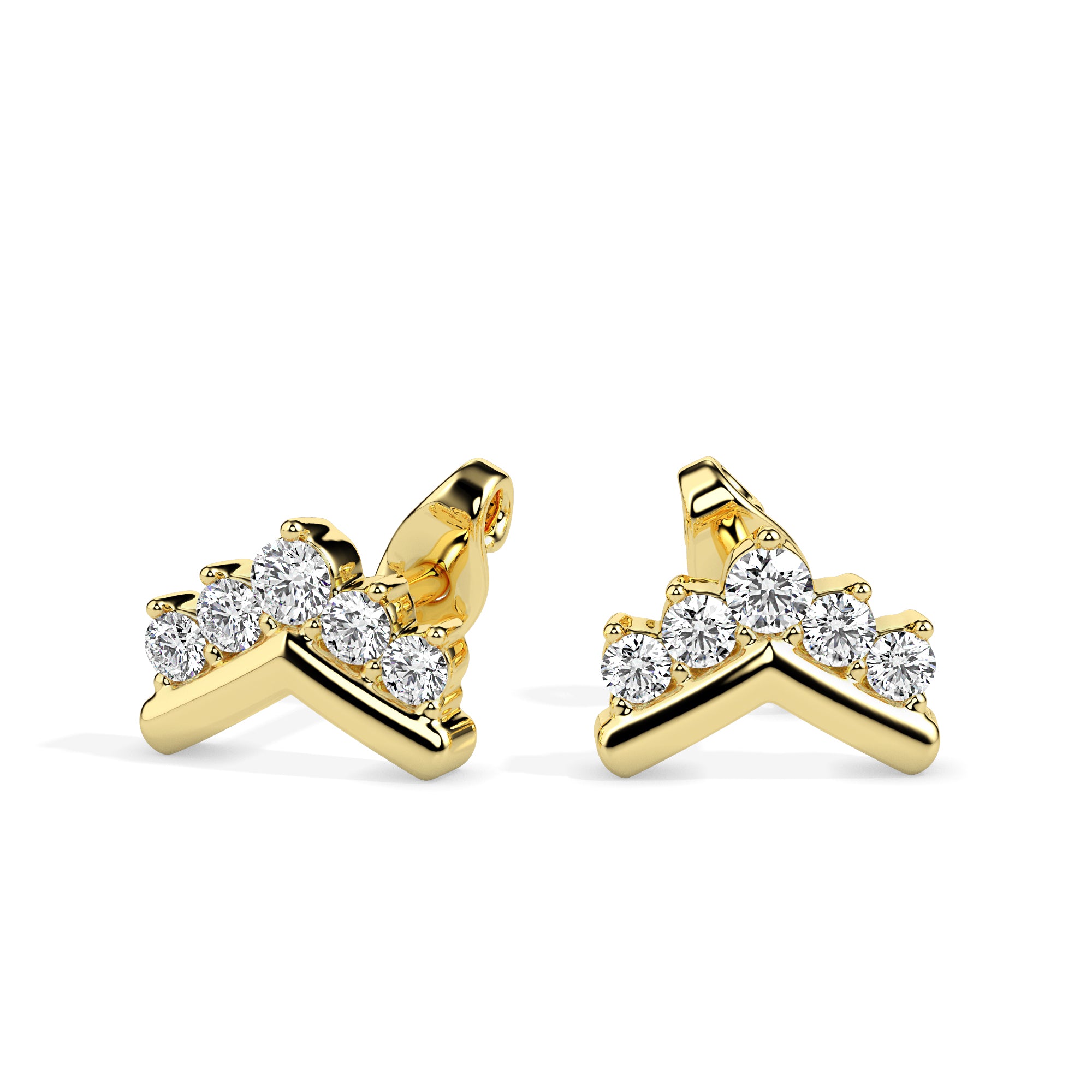 0.23Ct V Shape Design Lab-Grown Diamond Gold Stud Earrings