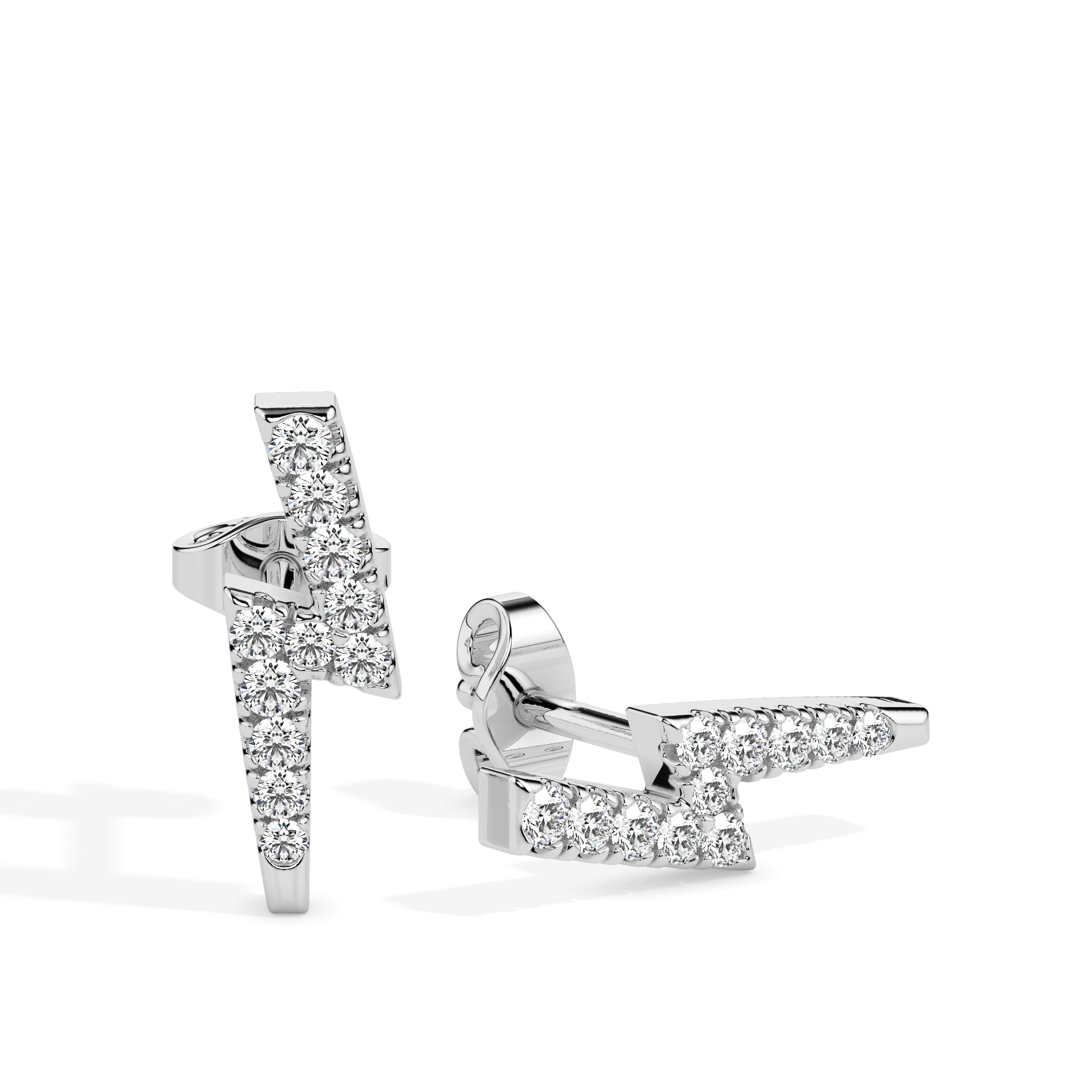 0.19Ct Lightning Bolt Design Lab-Grown Diamond Gold Stud Earrings