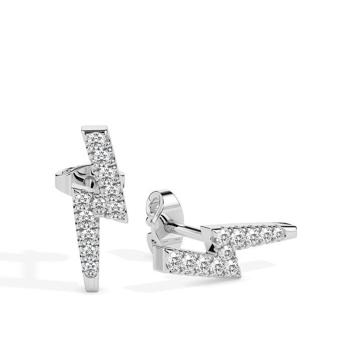 0.19Ct Lightning Bolt Design Lab-Grown Diamond Gold Stud Earrings