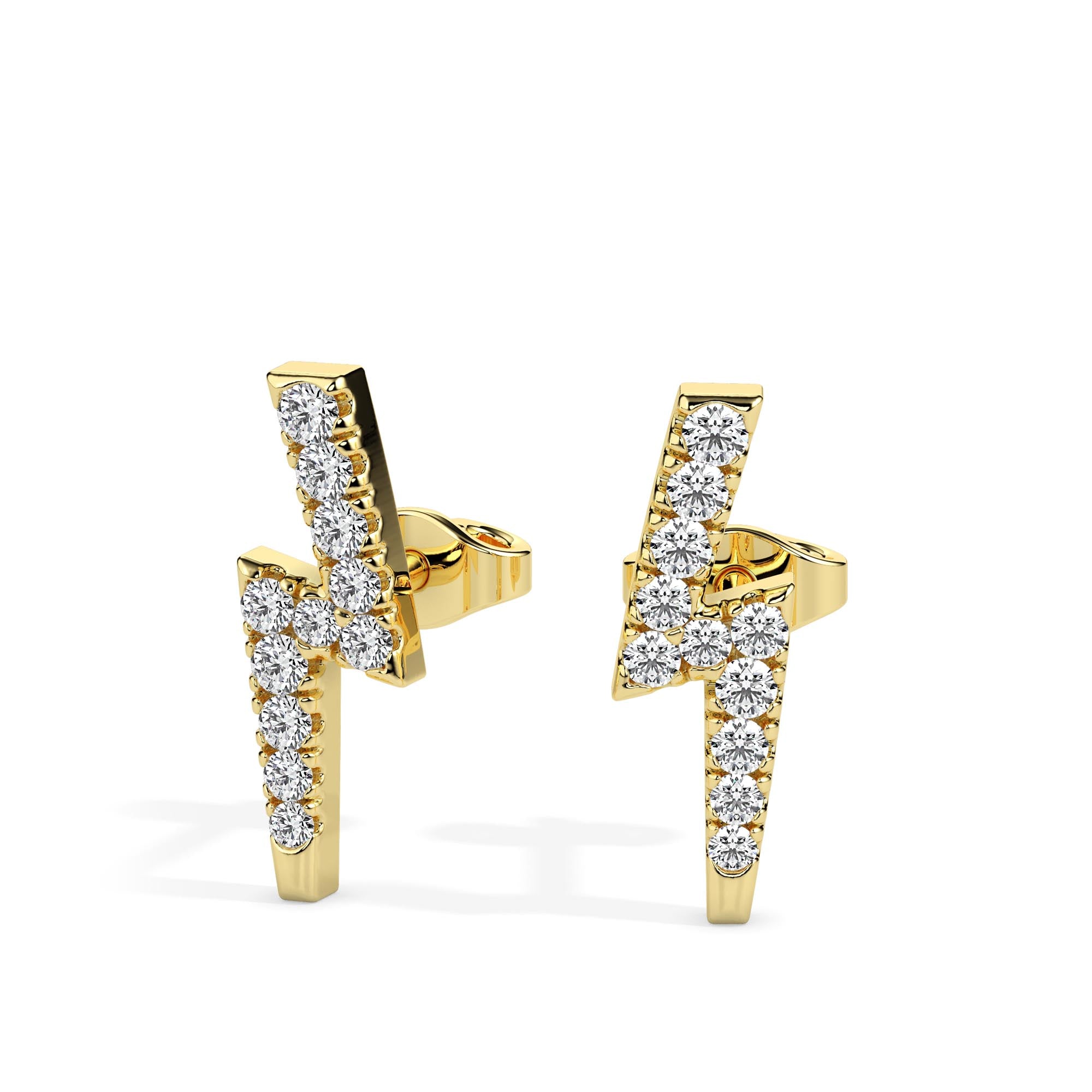 0.19Ct Lightning Bolt Design Lab-Grown Diamond Gold Stud Earrings