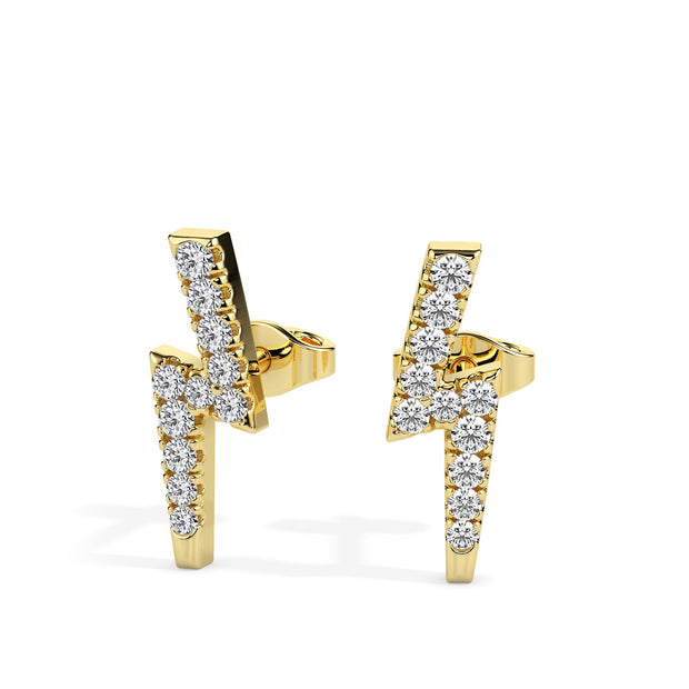 0.19Ct Lightning Bolt Design Lab-Grown Diamond Gold Stud Earrings