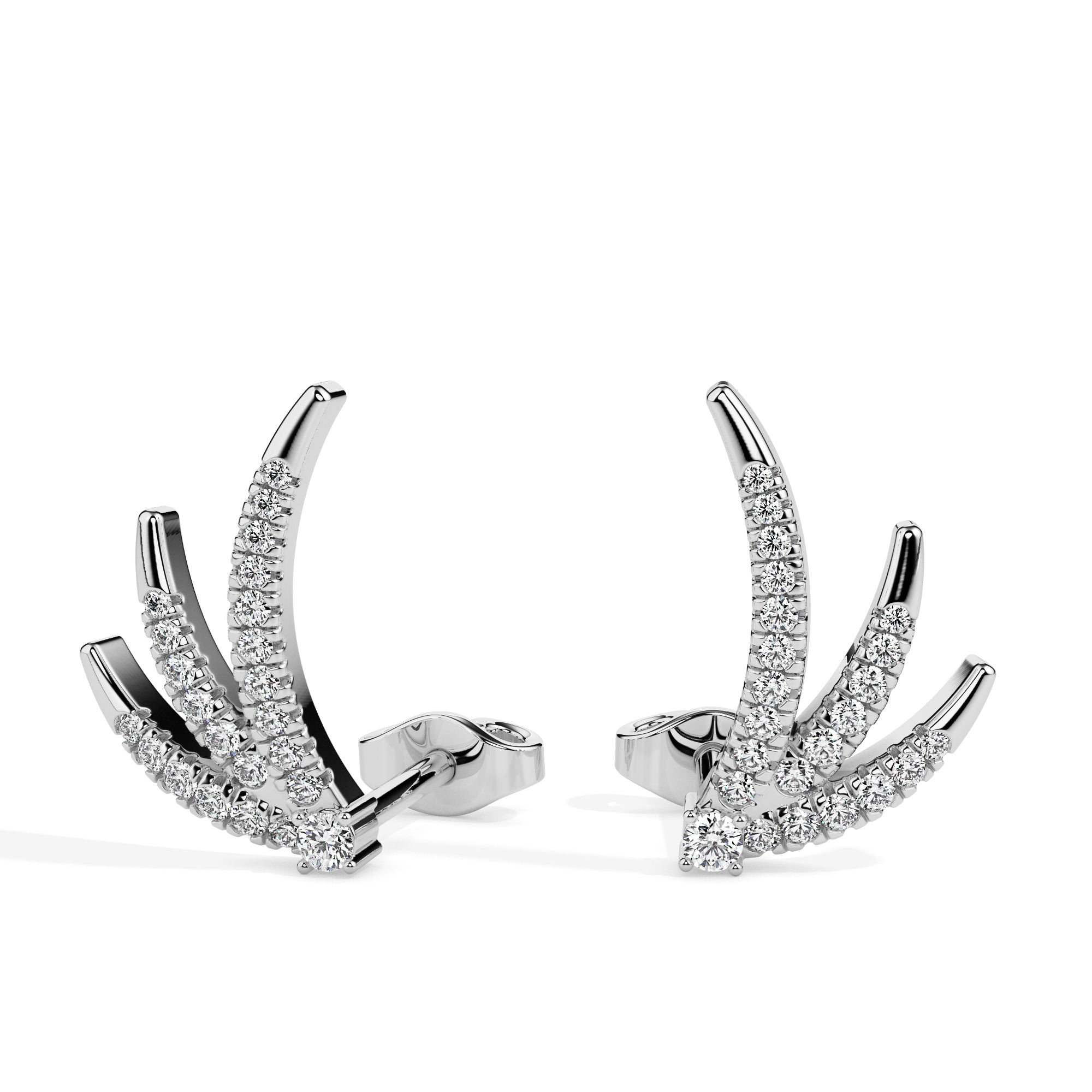 0.20Ct Fan Shaped Design Lab-Grown Diamond Gold Ear Climber Earrings