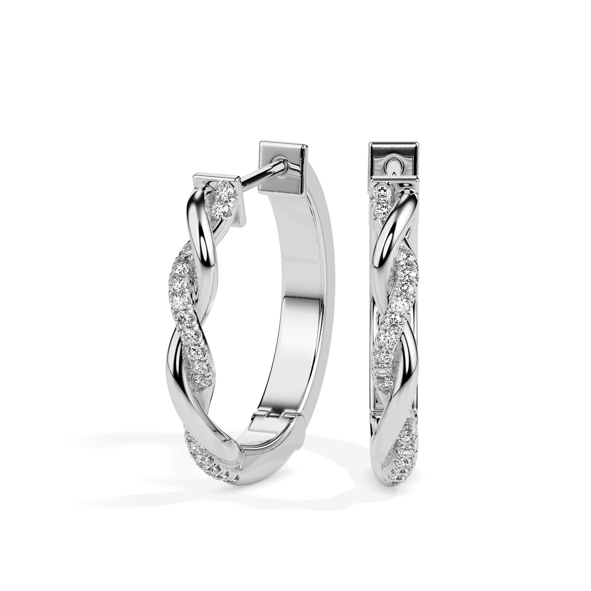 0.10Ct Twisted Lab-Grown Diamond Gold Hoop Earrings