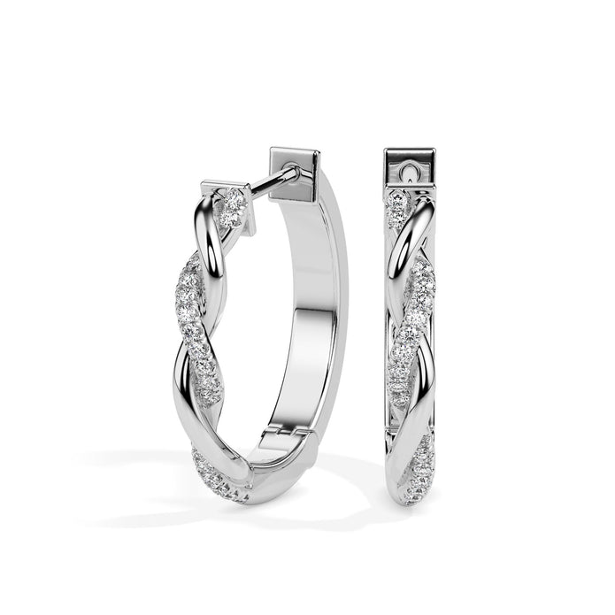 0.10Ct Twisted Lab-Grown Diamond Gold Hoop Earrings