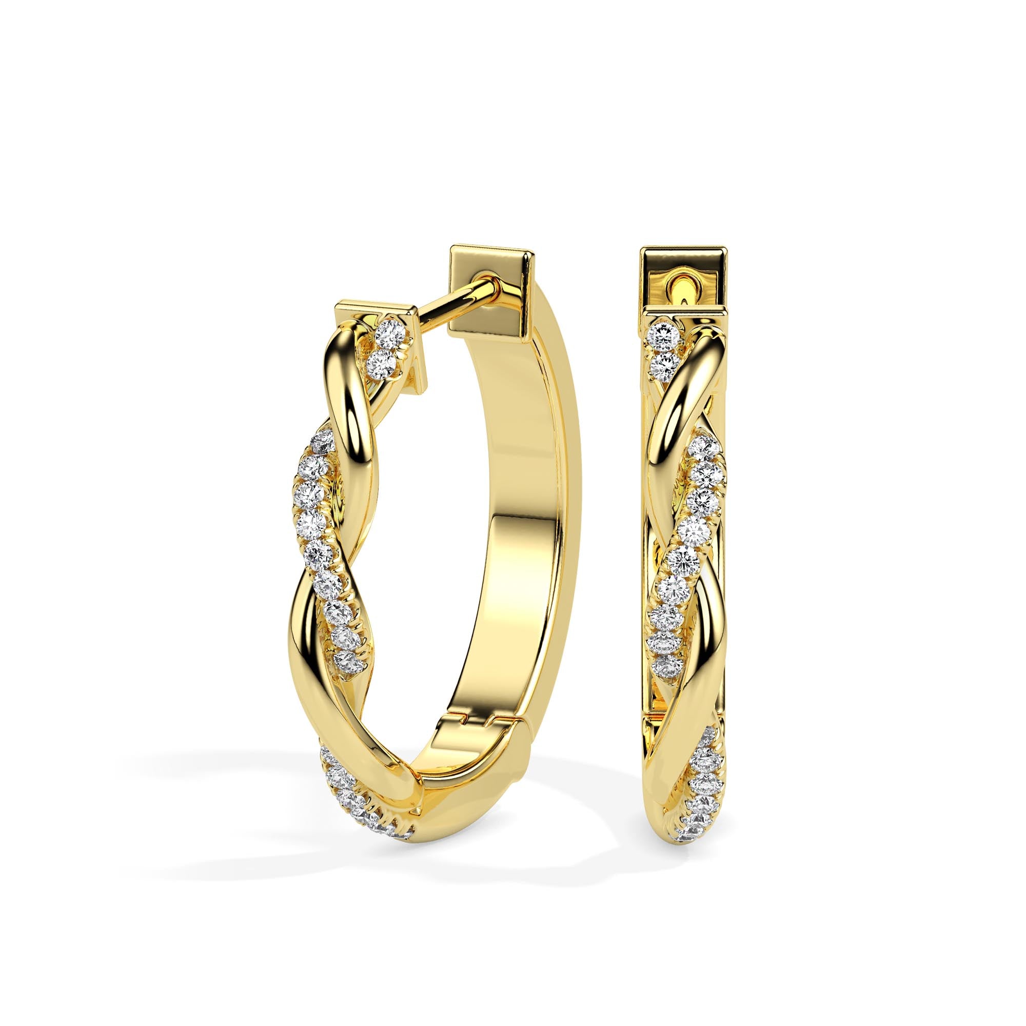 0.10Ct Twisted Lab-Grown Diamond Gold Hoop Earrings