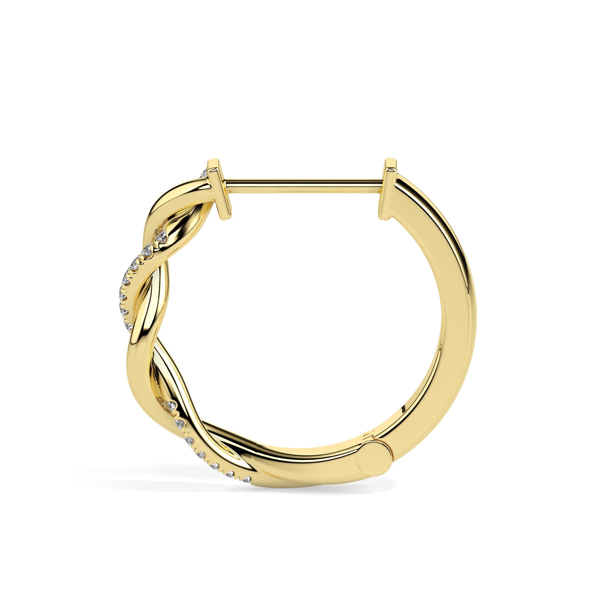 0.10Ct Twisted Lab-Grown Diamond Gold Hoop Earrings