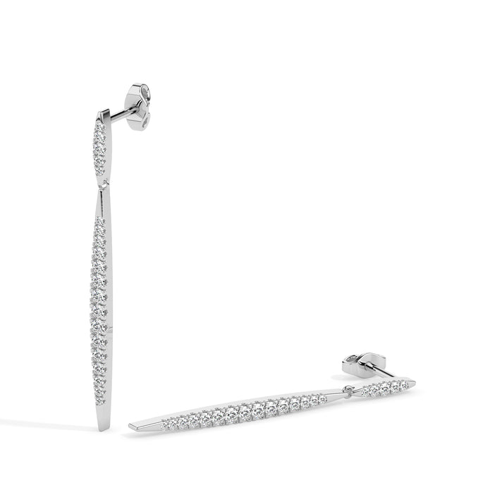 0.38Ct Tapered Linear Design Lab-Grown Diamond Gold Drop Earrings