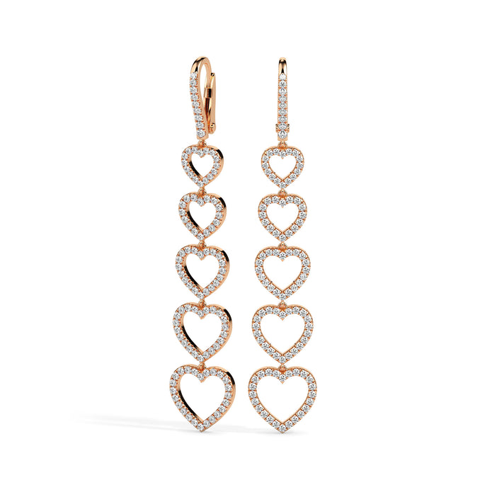 1.20Ct Heart Shaped Lab-Grown Diamond Gold Drop Earrings
